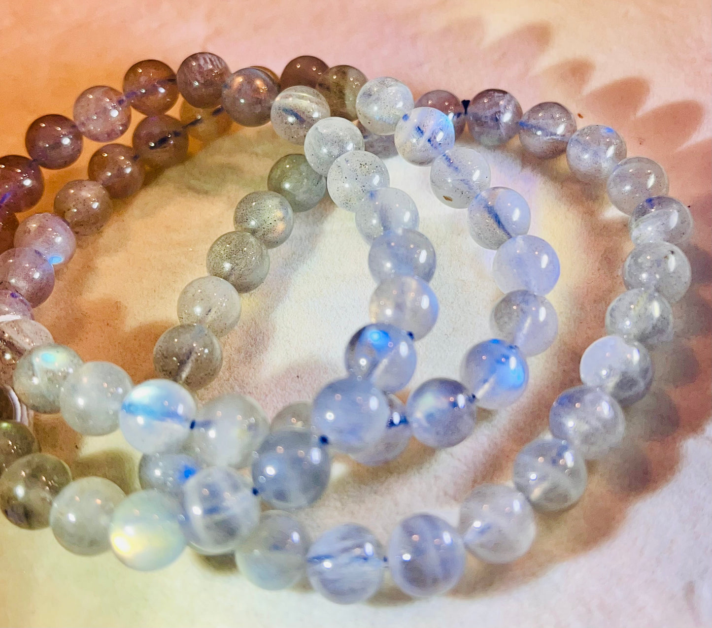 Natural Labradorite Beaded Stretchy Bracelet