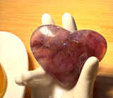 Yellow and Purple Fluorite Hearts Carvings