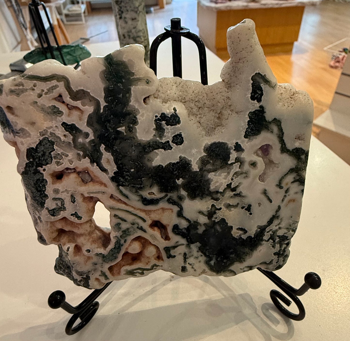 Moss Agate Crystal Slice – Large Raw Stone 12cm x 11cm | Crystals Melbourne