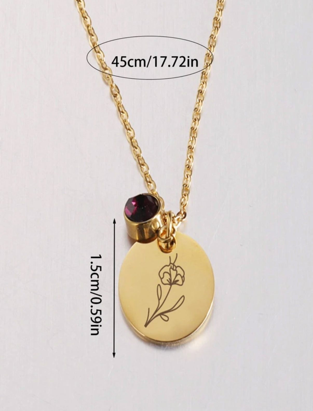 Birthstones Stainless Steel Gold Plated Necklaces