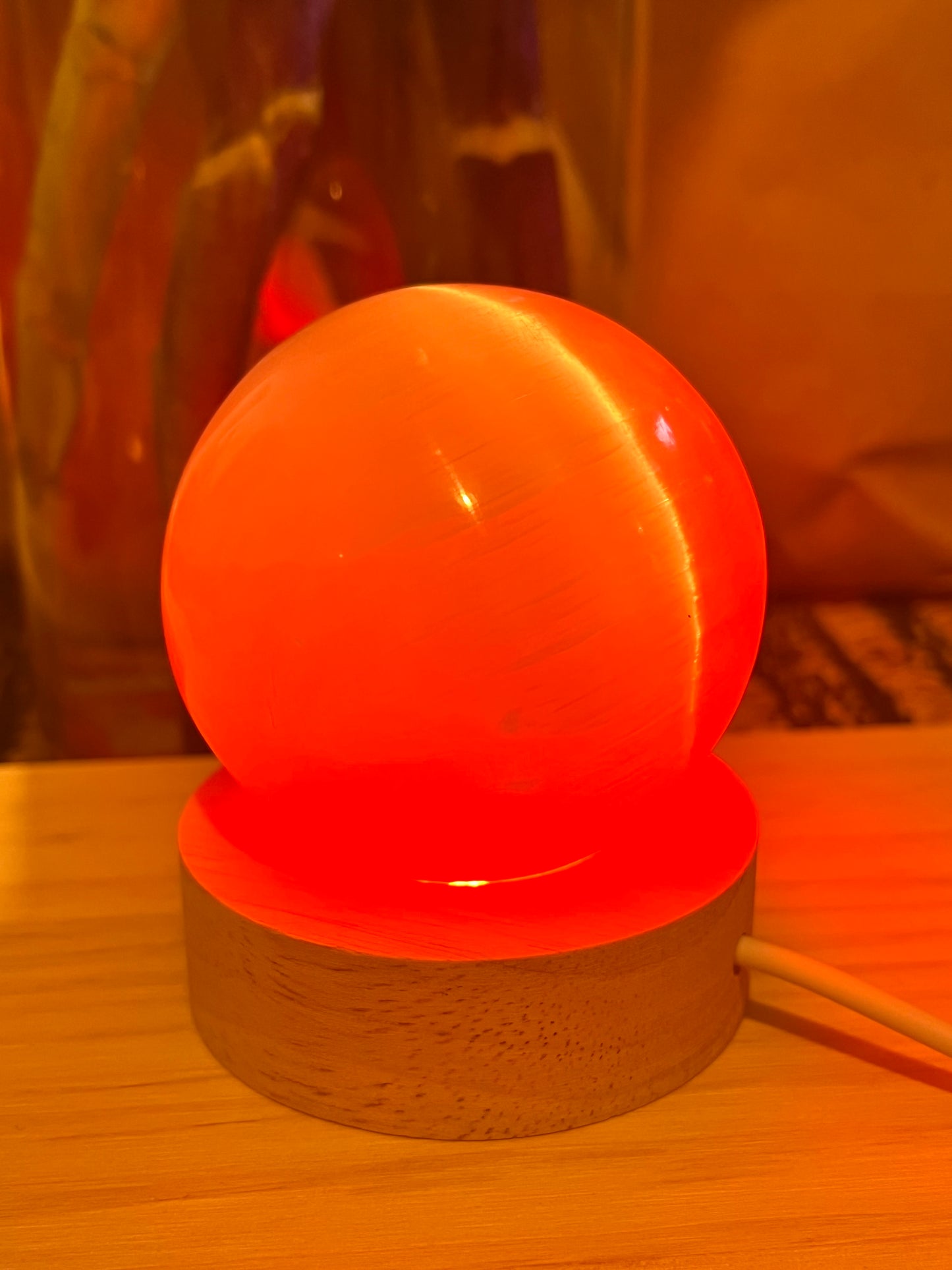 Selenite Sphere Multicolour Lamp