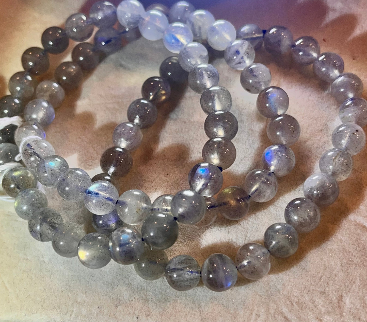 Natural Labradorite Beaded Stretchy Bracelet
