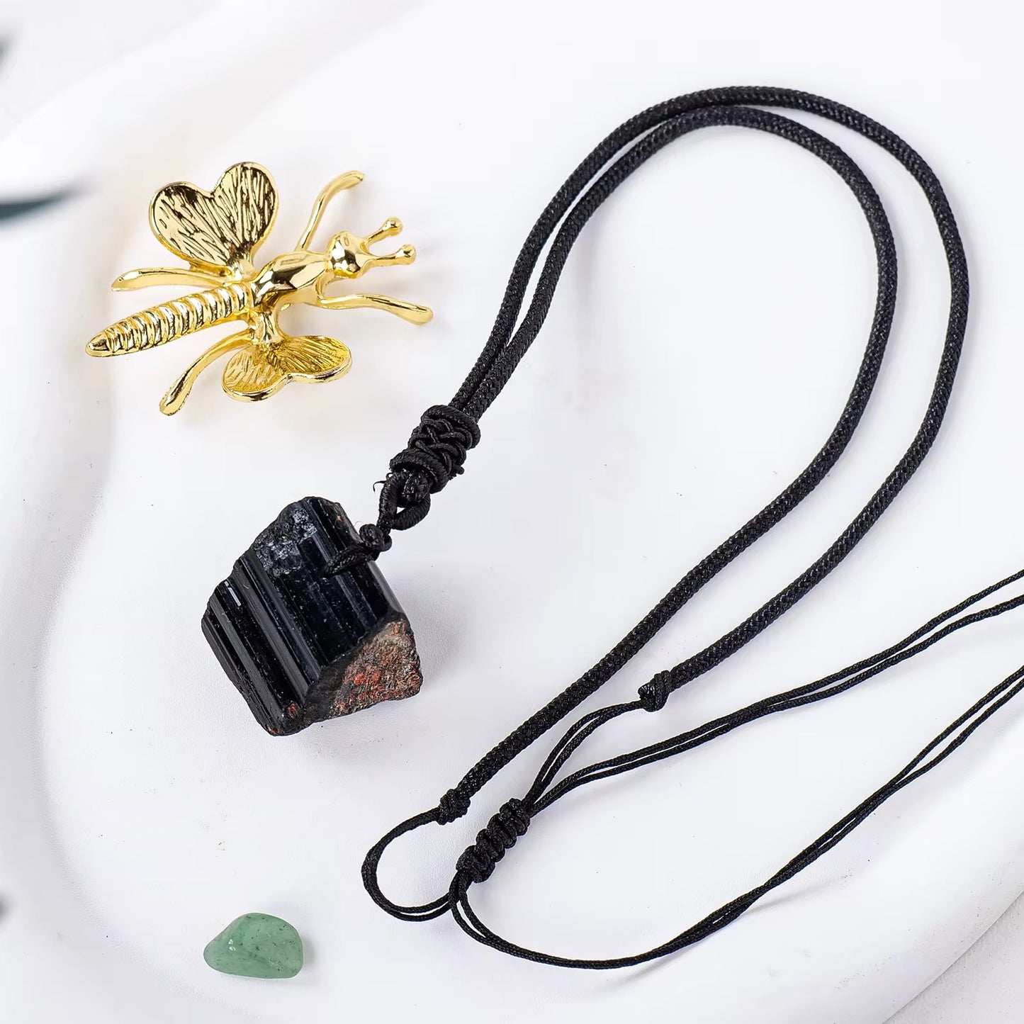 Raw Black Tourmaline Protection Adjustable Necklace