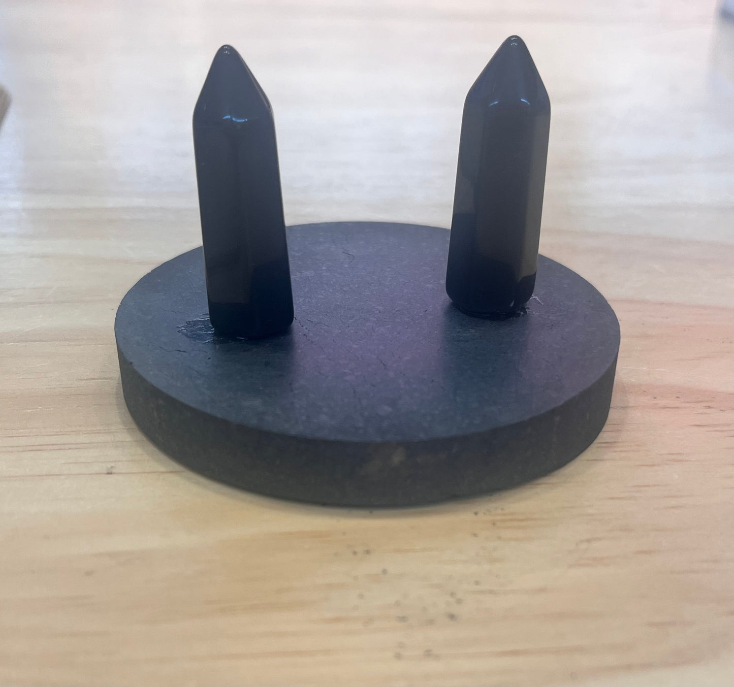 Crystal Ring Holder, Shungite and Black Obsidian