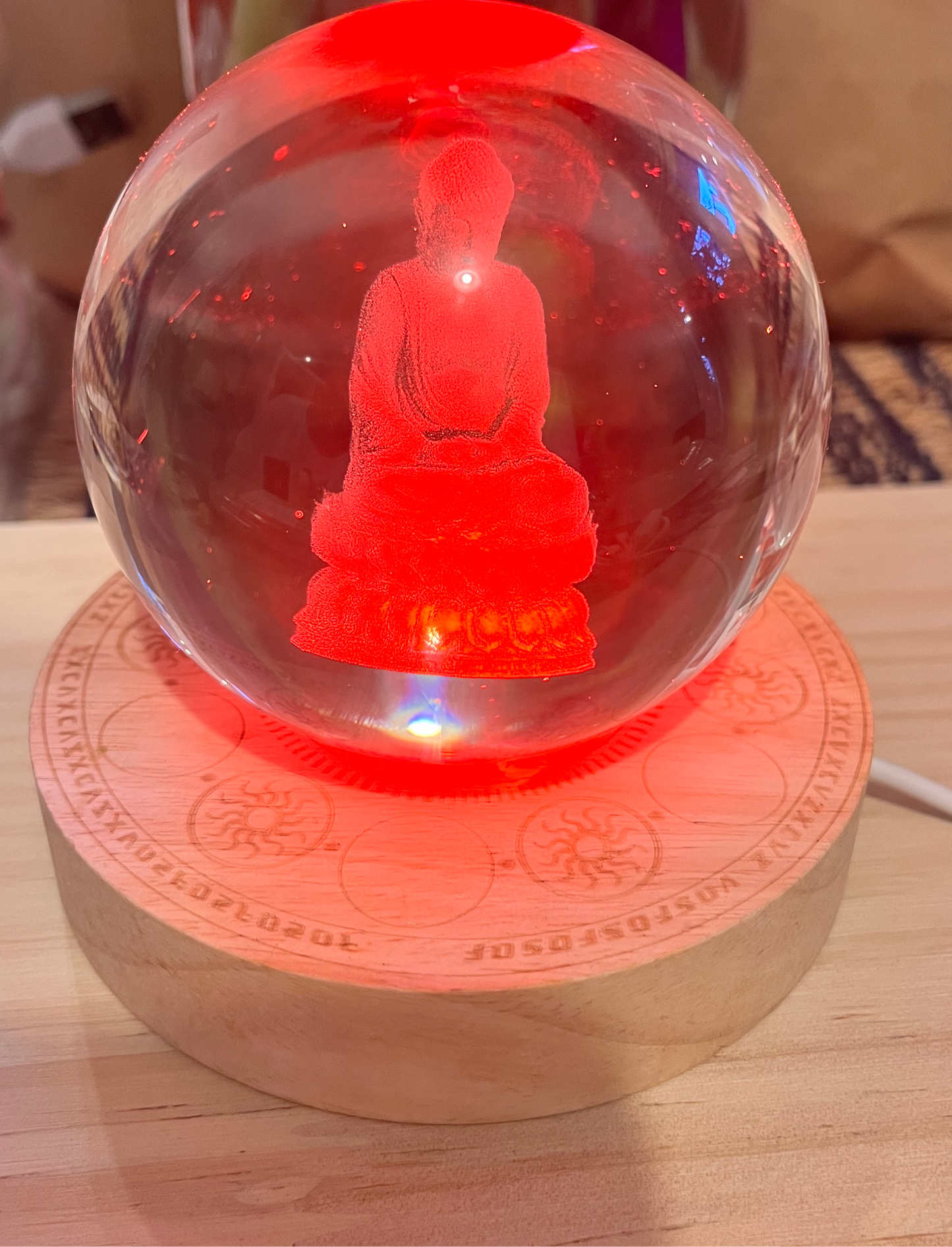 3D Buddha Glass Sphere Multicolour Lamp