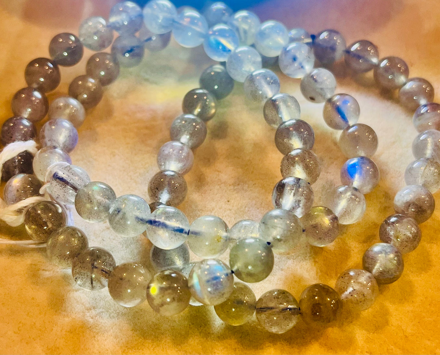 Natural Labradorite Beaded Stretchy Bracelet