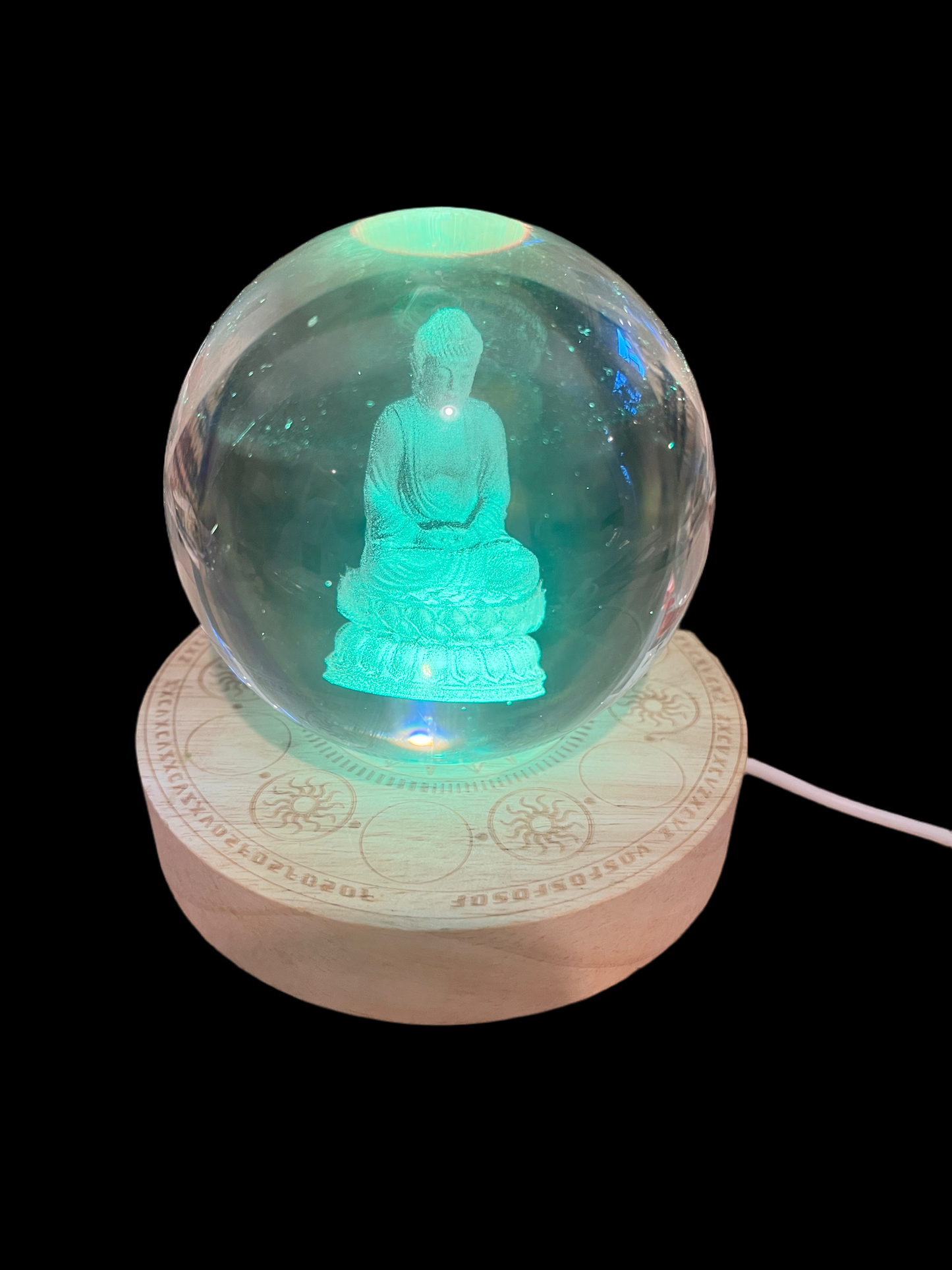 3D Buddha Glass Sphere Multicolour Lamp