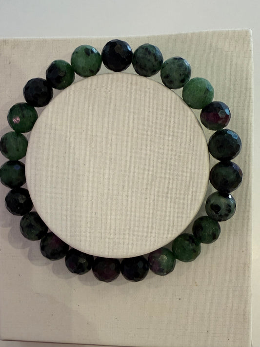 Faceted Ruby Zoisite Gemstone Bracelet 8mm