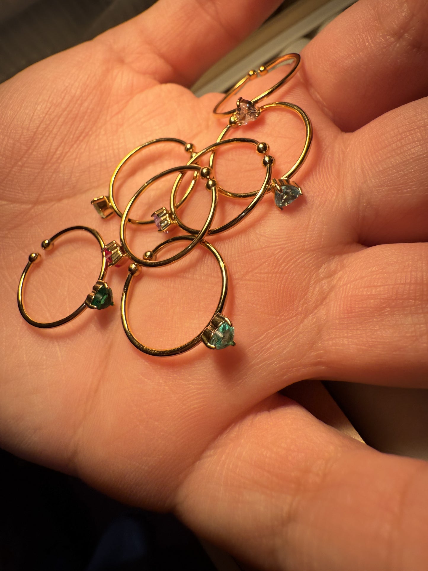 Birthstone Rings Stainless Steel , Adjustable