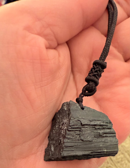 Raw Black Tourmaline Protection Adjustable Necklace