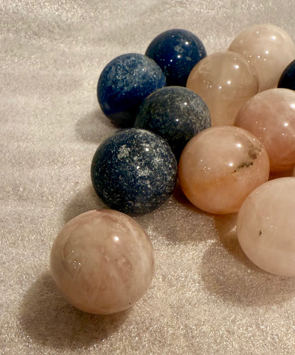 Crystal Small Spheres, Rose Quartz and Sodalite