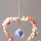 Gemstone Heart Crystal Suncatcher, Handmade Light-Catching Decor