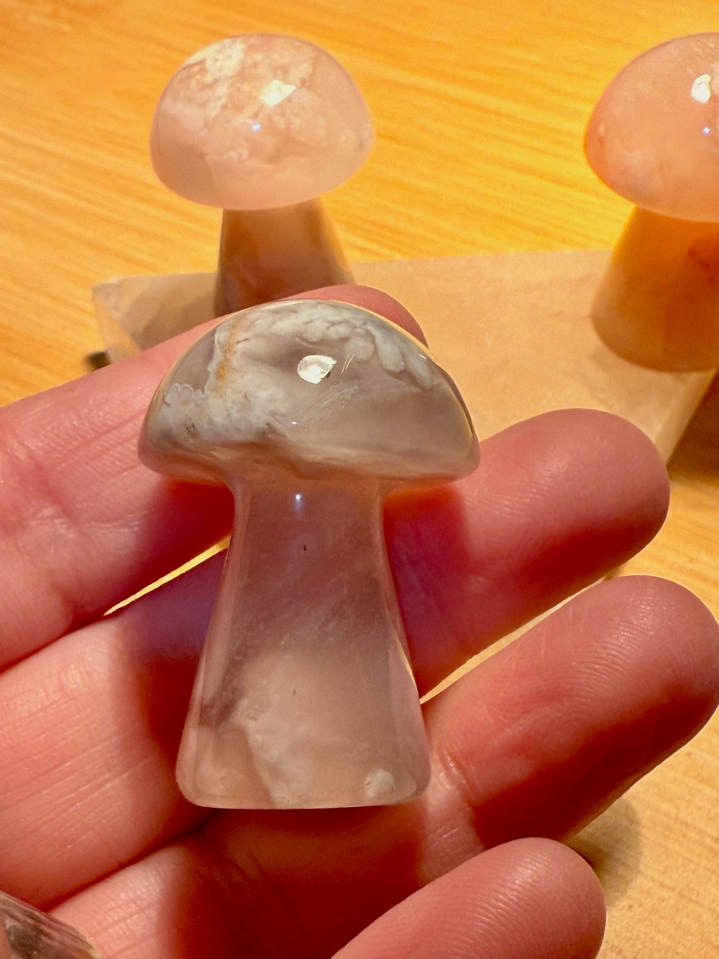 Flower Agate Mushroom carvings