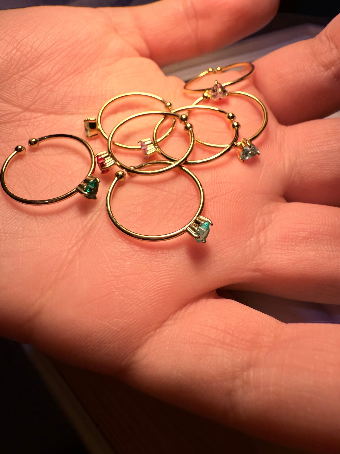 Birthstone Rings Stainless Steel , Adjustable