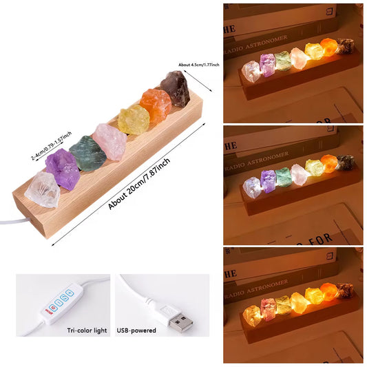 Lovely Crystal Night Light – USB Powered Tri-Colour Lamp with Natural Healing Crystals