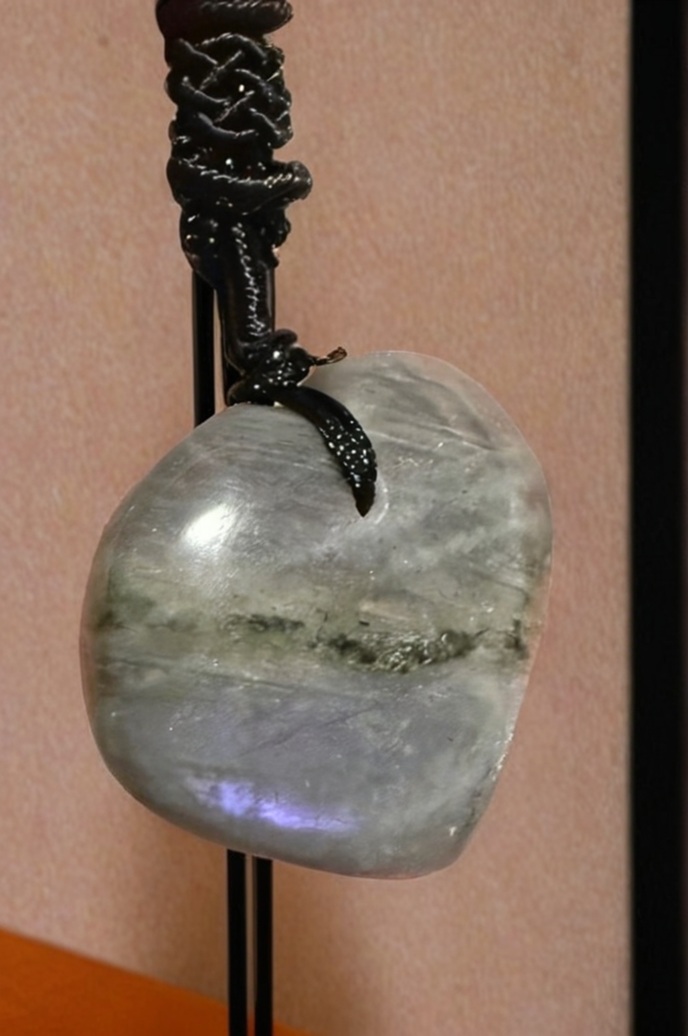 Labradorite Heart Shape Pendant, Purple Flashes