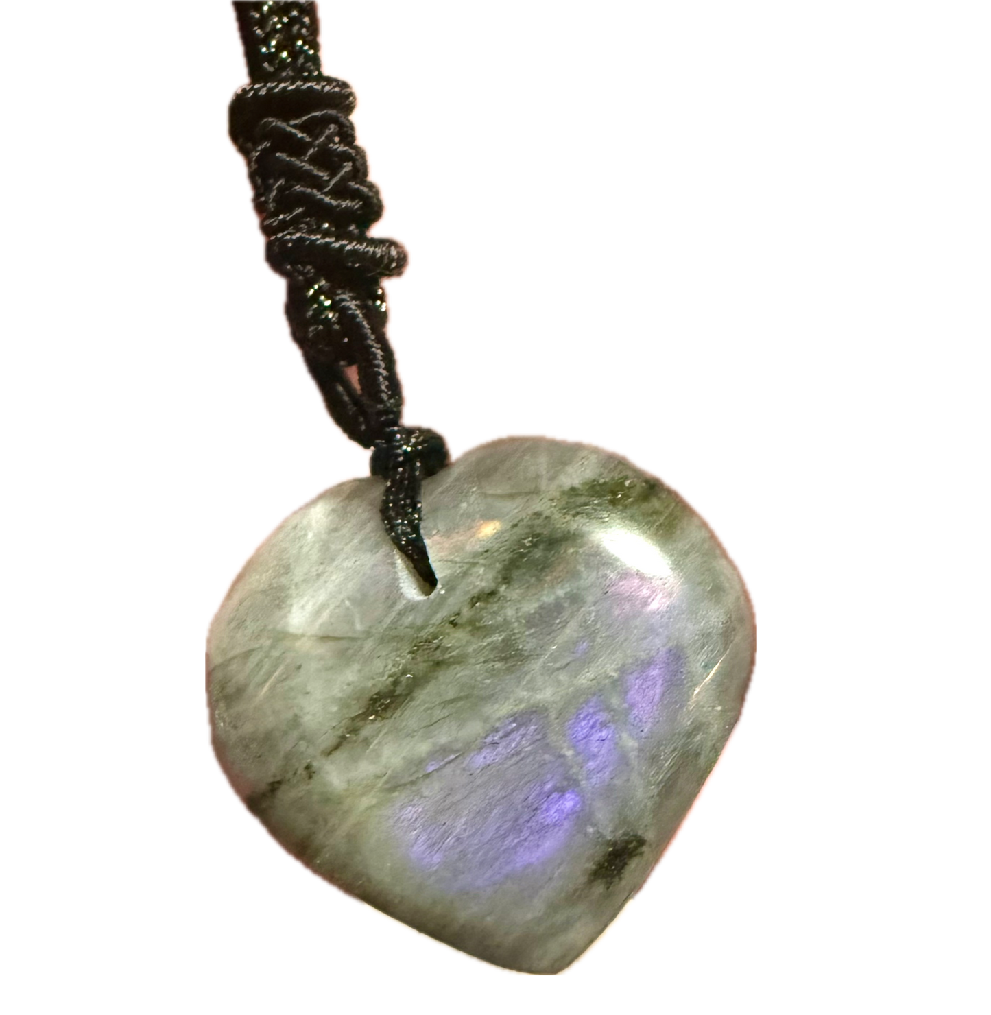 Labradorite Heart Shape Pendant, Purple Flashes