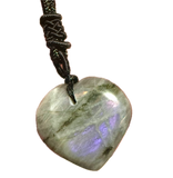 Labradorite Heart Shape Pendant, Purple Flashes
