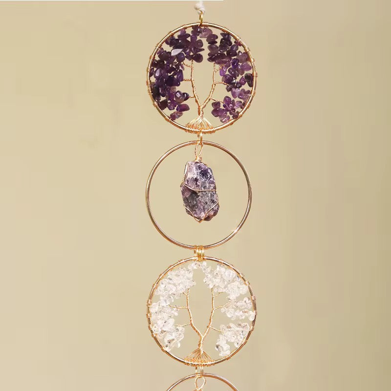 Crystal Tree of Life Hanging Décor – 5-Tier Healing Gemstone Wall Art