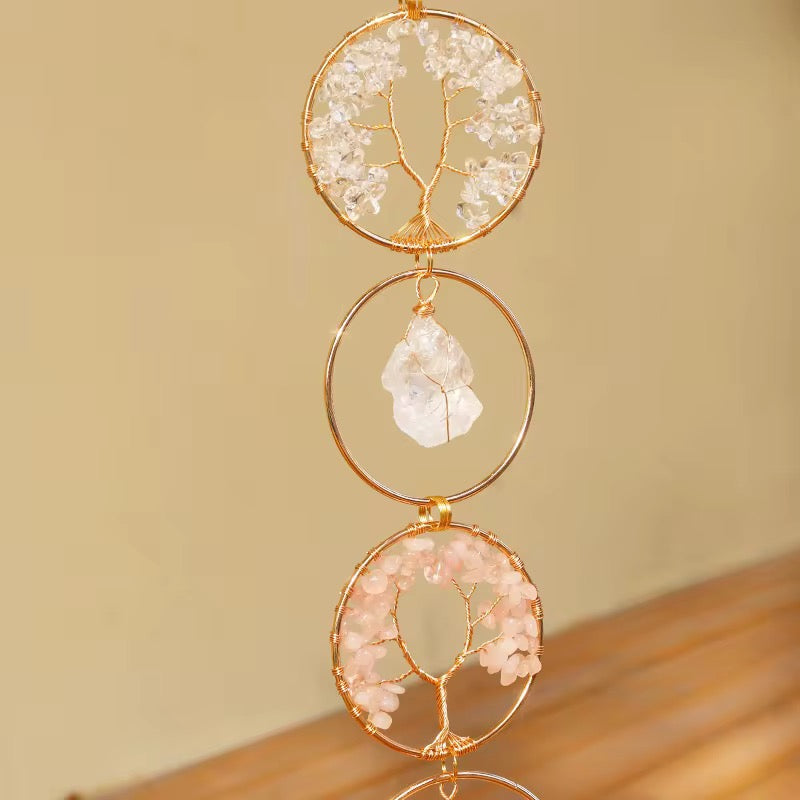 Crystal Tree of Life Hanging Décor – 5-Tier Healing Gemstone Wall Art