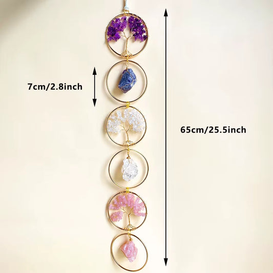 Crystal Tree of Life Hanging Décor – 5-Tier Healing Gemstone Wall Art
