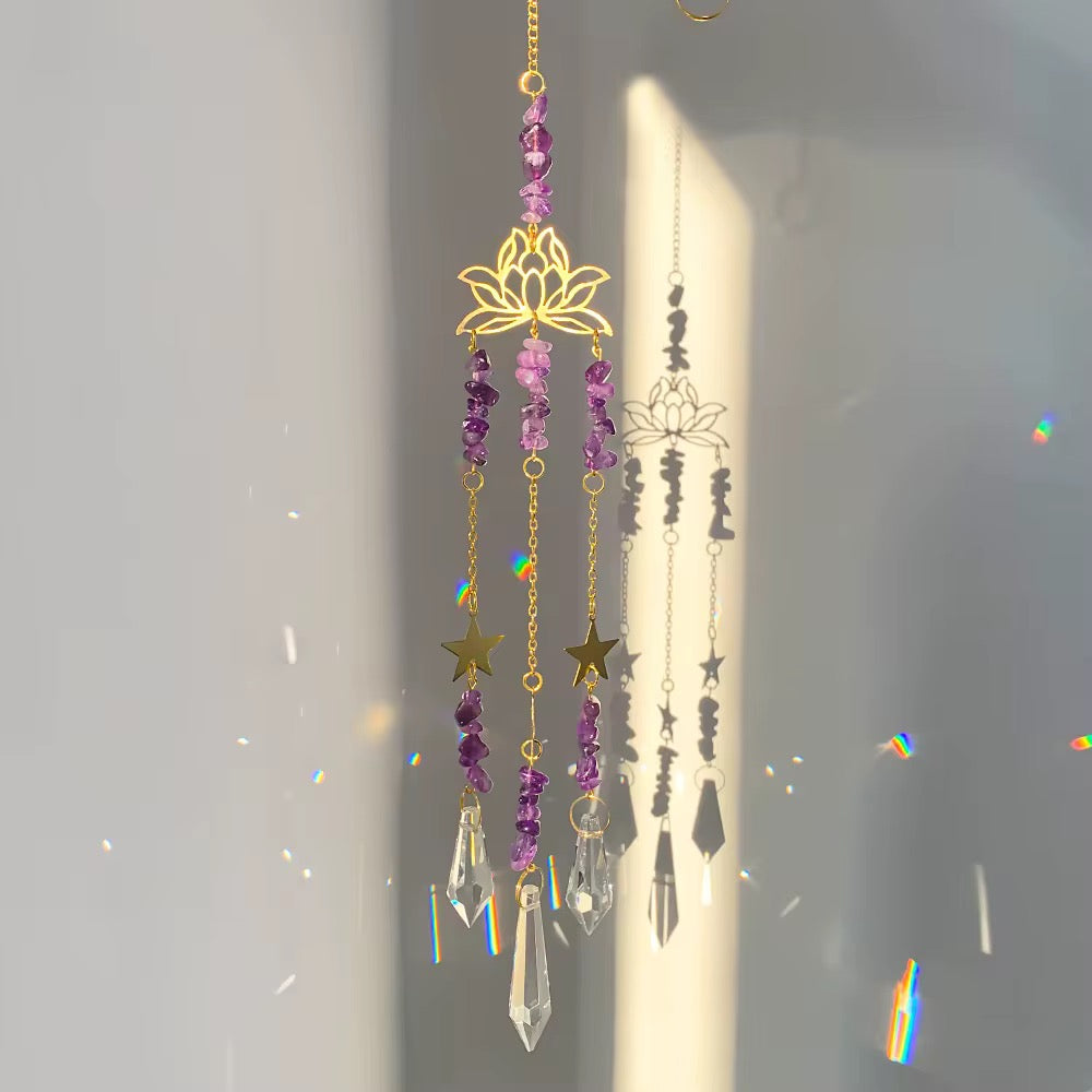 Lotus and Amethyst Sun catchers