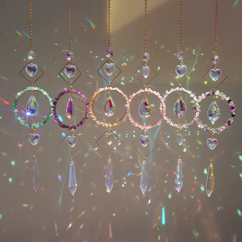 Round Crystal Suncatcher 30cm Hanging Rainbow Maker 7cm Crystal Round