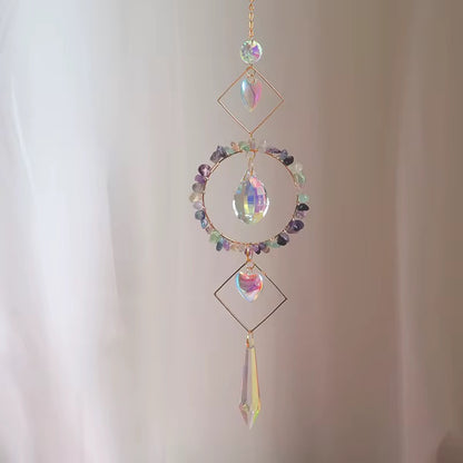 Round Crystal Suncatcher 30cm Hanging Rainbow Maker 7cm Crystal Round