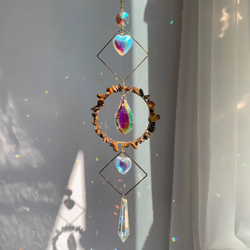 Round Crystal Suncatcher 30cm Hanging Rainbow Maker 7cm Crystal Round