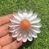 Selenite Flower Daisy Hand-Carved Crystal Decor