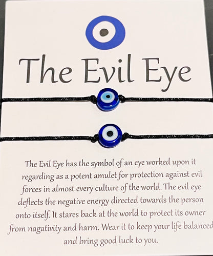 Set 2 Adjustable Evil Eye Bracelets