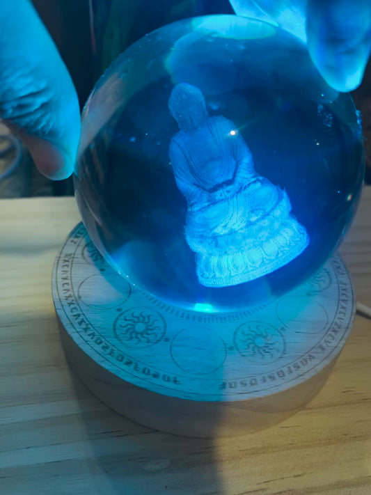 3D Buddha Glass Sphere Multicolour Lamp