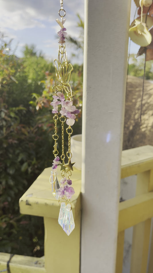 Lotus Amethyst Crystal Suncatcher