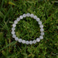 Natural WHITE SELENITE Single Stone Bracelet - grade A, 8mm Smooth Round Bead