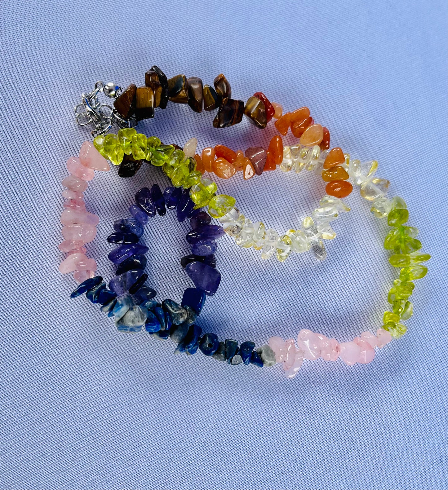 Crystal Chips Seven Chakras Unisex Necklaces