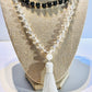 Clear Quartz,Hematite, Opalite and Black Labradorite Tassel Mala Bead