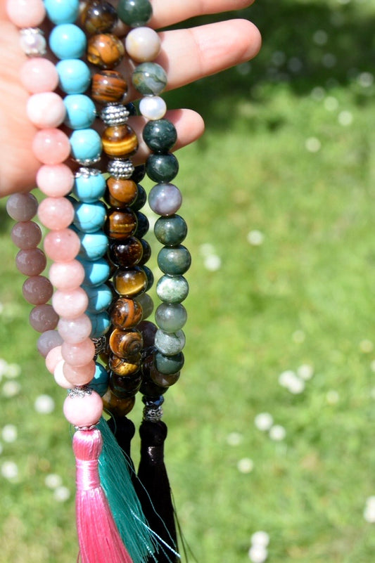 10mm Cherry Blossom Jasper and Pearls Tasbih