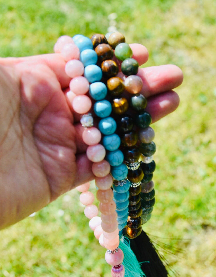 10mm Cherry Blossom Jasper and Pearls Tasbih