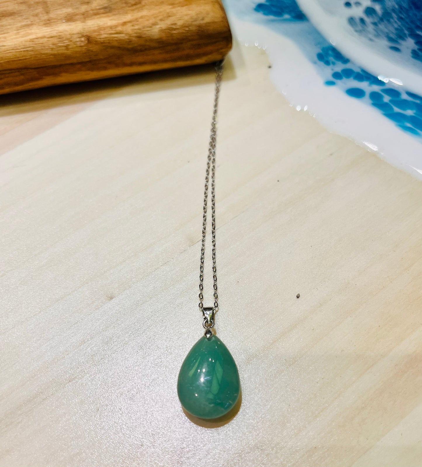 Green Aventurine Pendant , S925 Chain
