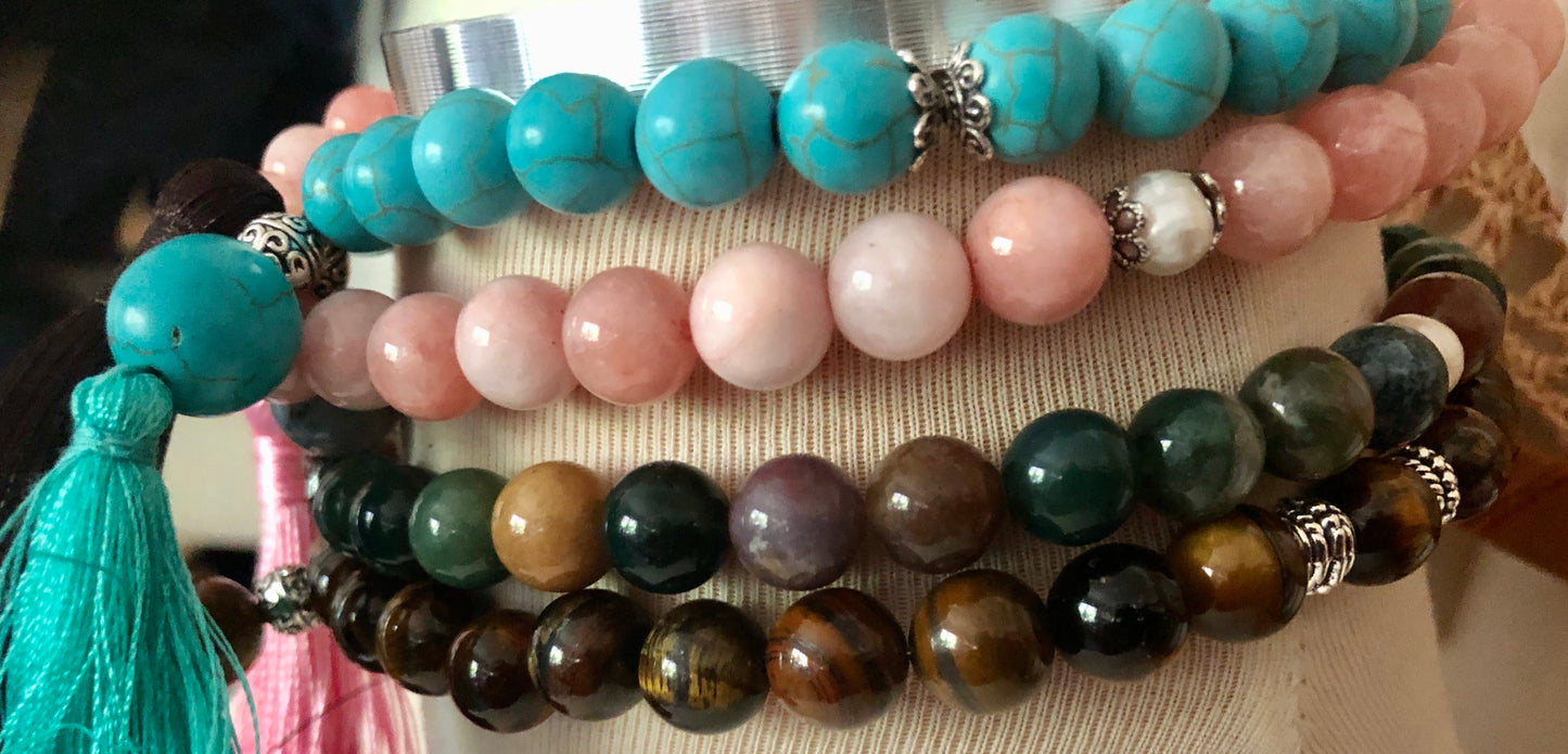 10mm Cherry Blossom Jasper and Pearls Tasbih