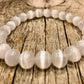 Natural WHITE SELENITE Single Stone Bracelet - grade A, 8mm Smooth Round Bead