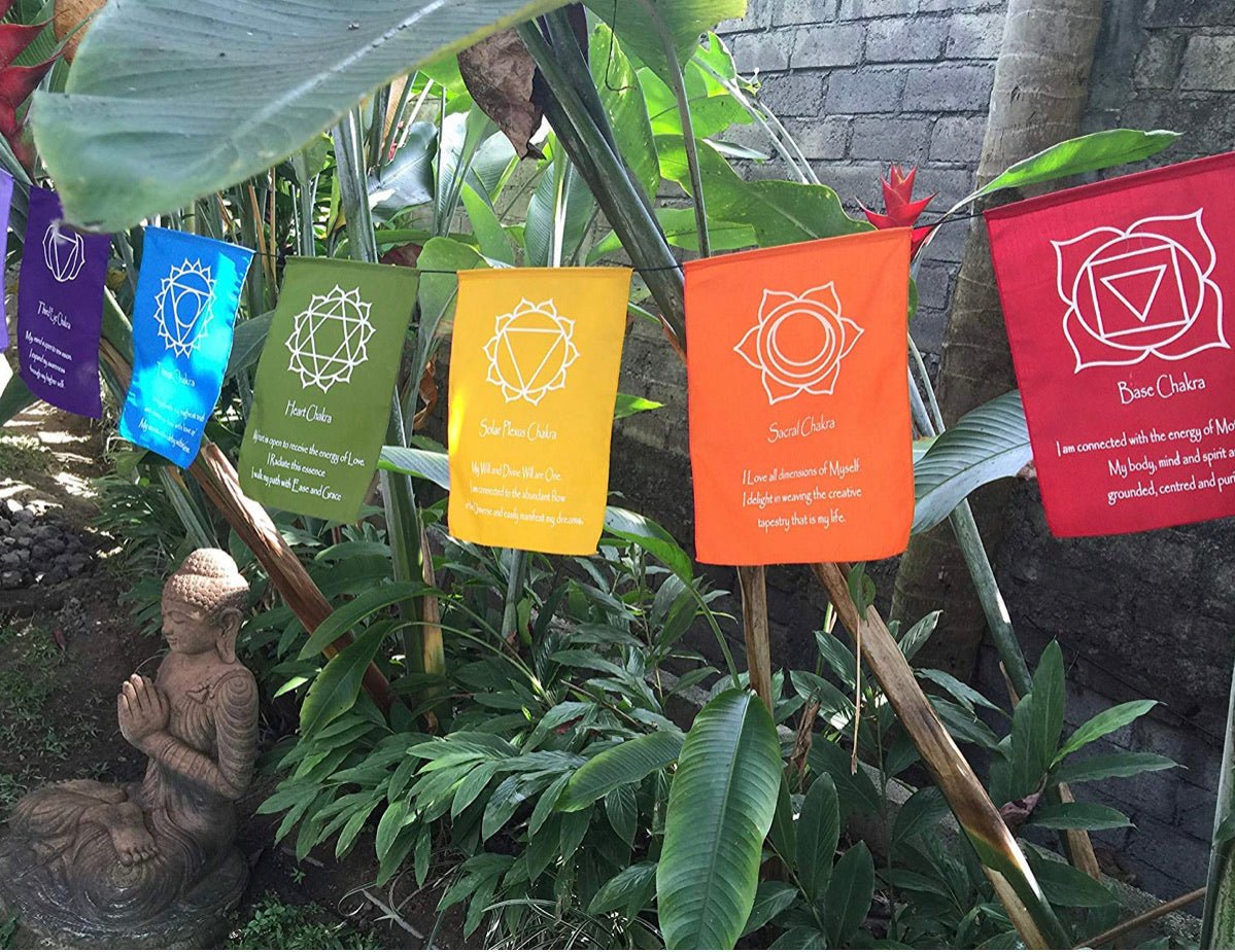 Large Seven Chakra Prayer Flags Banner Wall Hanging