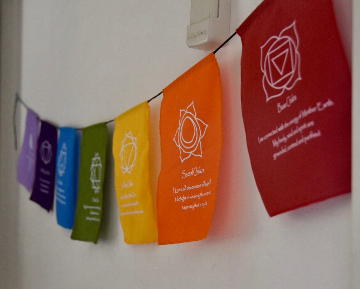 Large Seven Chakra Prayer Flags Banner Wall Hanging