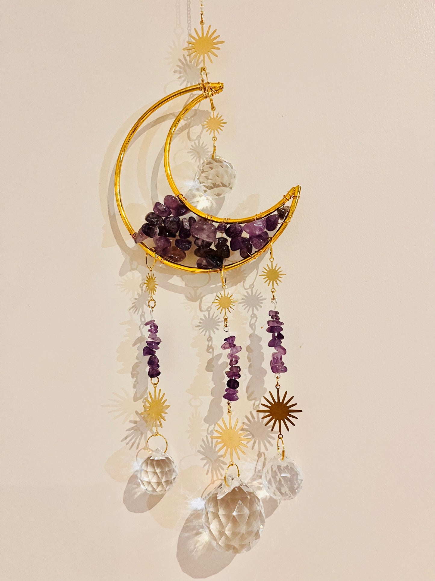 Moon Crystal Suncatcher Amethyst Stone of Calm
