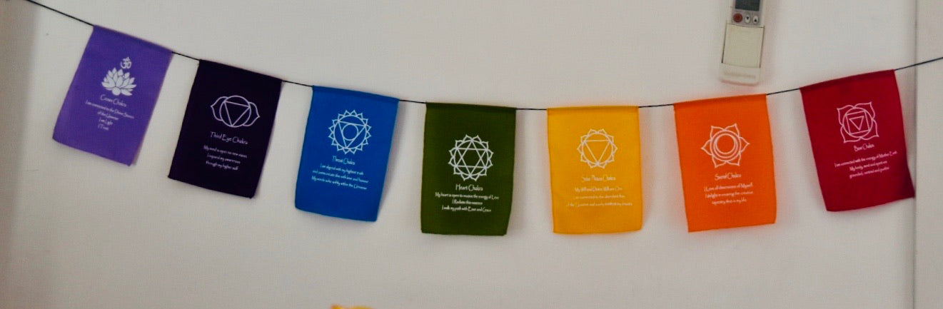 Large Seven Chakra Prayer Flags Banner Wall Hanging