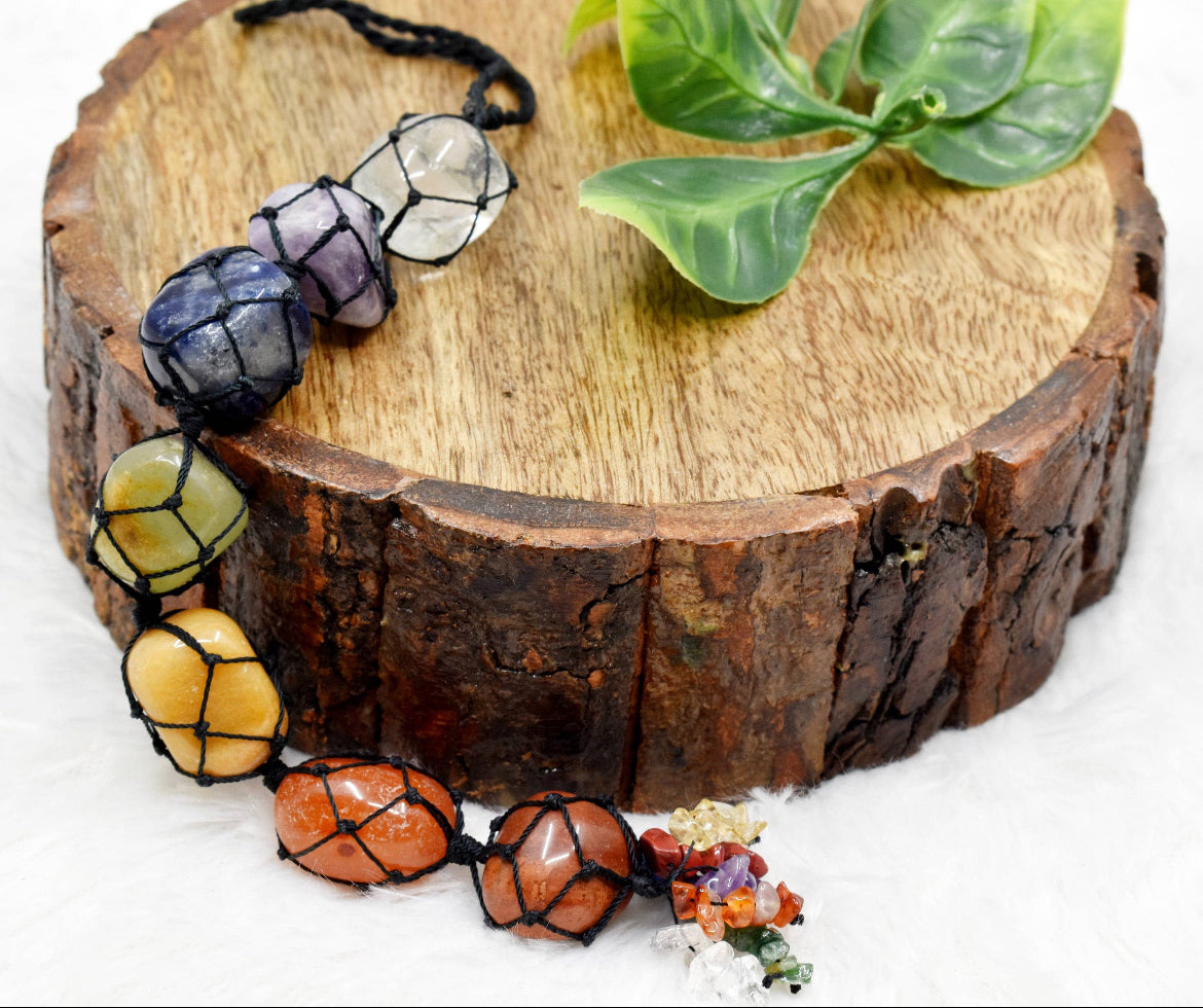 Healing 7 Chakra Crystals Stone Car Hanger,