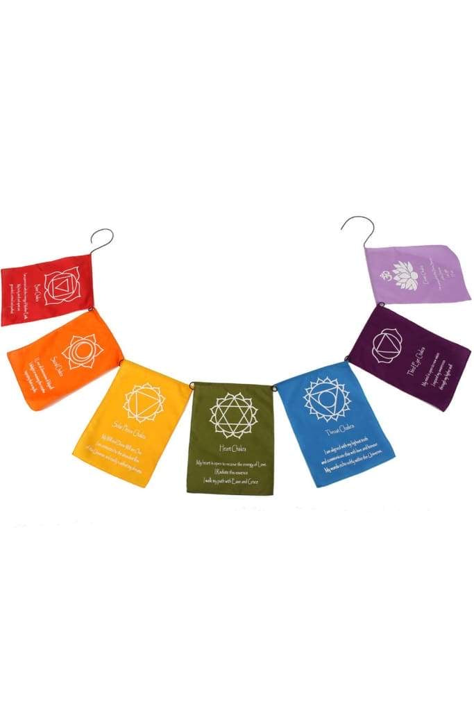 Large Seven Chakra Prayer Flags Banner Wall Hanging