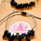 Black Tourmaline Gemstone Chip Dainty cute adjustable bracelet handmade.