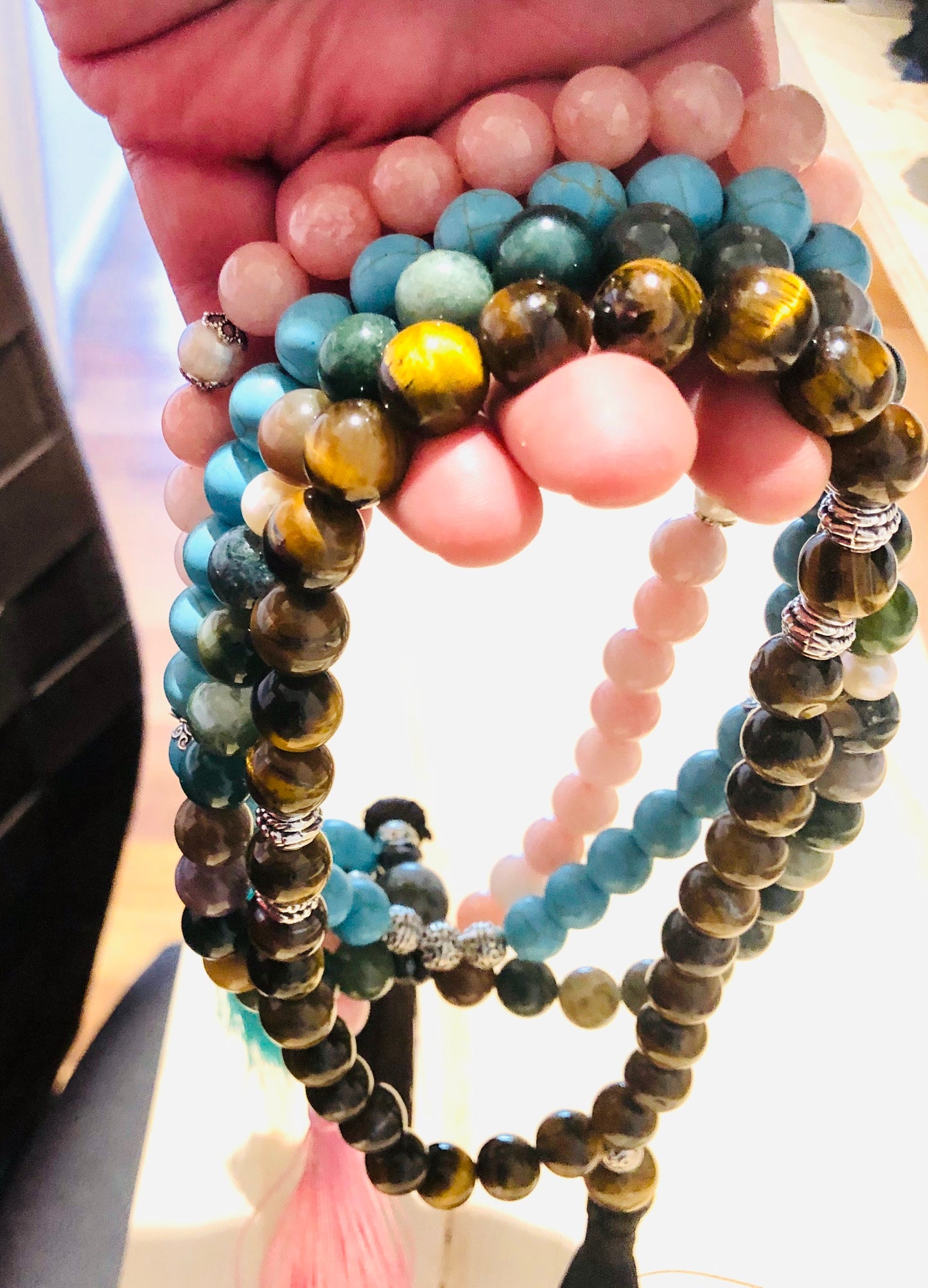 10mm Cherry Blossom Jasper and Pearls Tasbih