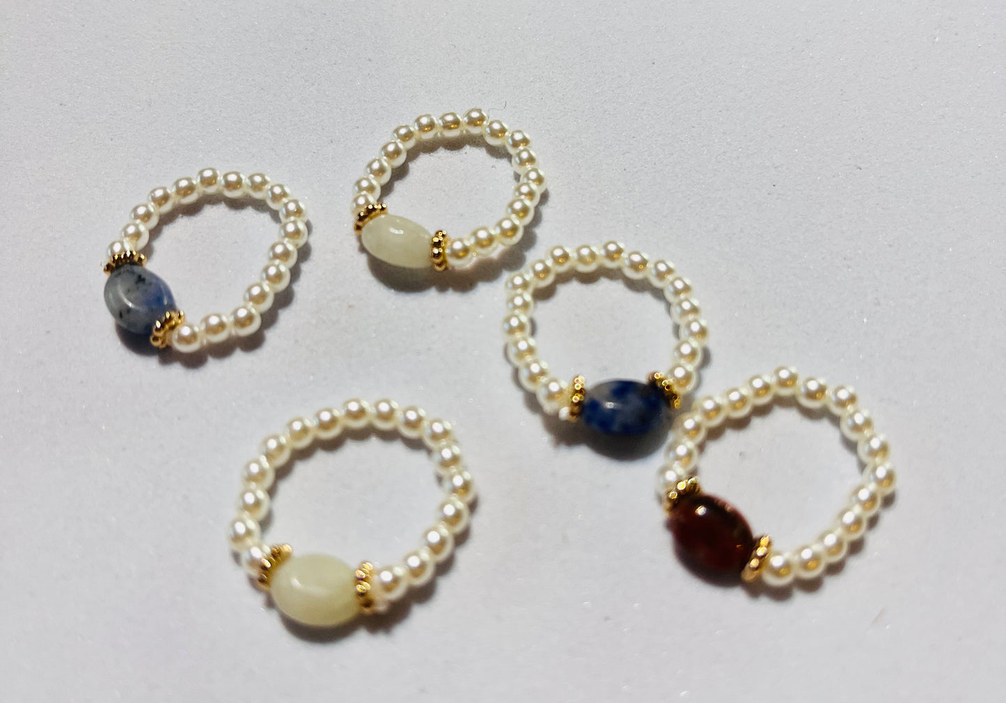 Pearl Rings with Gemstones